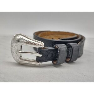 Vtg Silver Creek Collection Leegin Leather Belt w/Silver Heart Conchos Womens 34